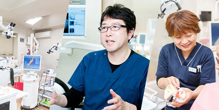 診療室で患者さまと向き合う歯科医師の様子